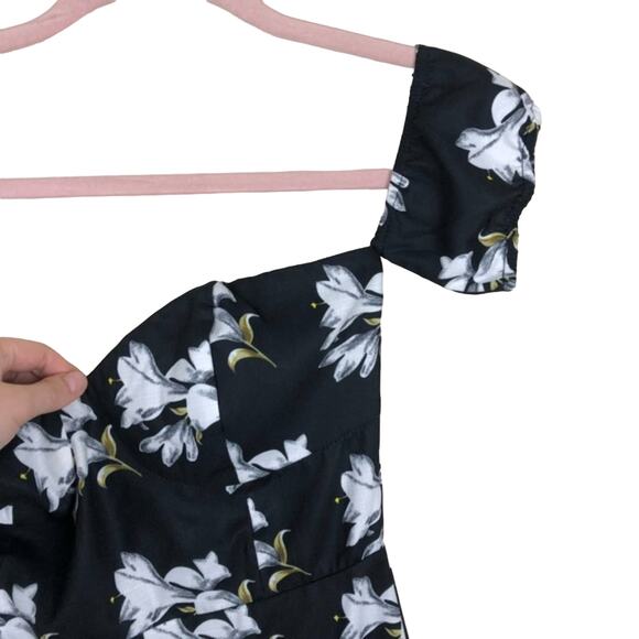 NIGHTWALKER X PACSUN Black Floral Mini Dress Small - Picture 3 of 8